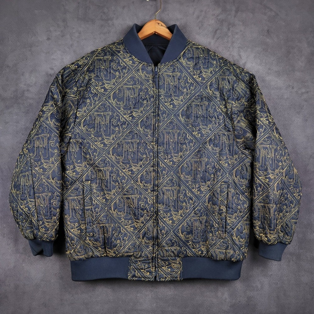 Vintage Brooklyn Mint Notorious BIG‎ Reversible Bomber Jacket Mens XXL Blue Gold